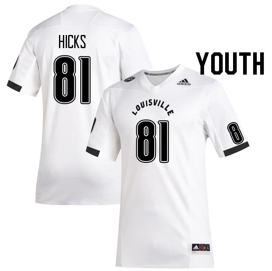 Youth #81 Cataurus Hicks Louisville Cardinals College Football Jerseys Stitched Sale-White